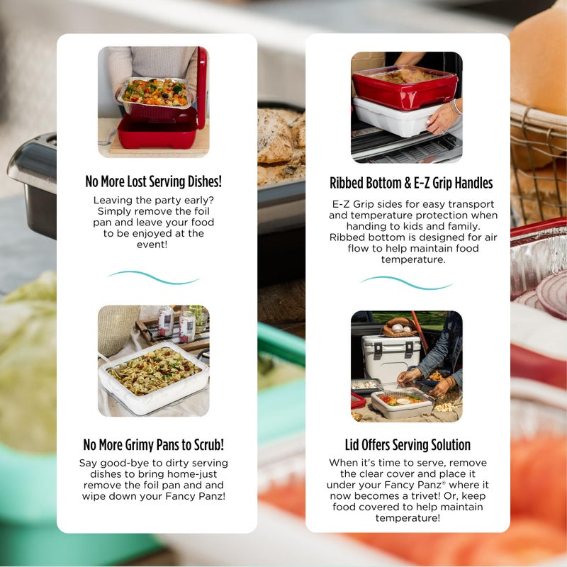 Fancy Panz Classic Pan  Dress Up & Protect Your Foil Pan  Made in USA  Fits Half Size Foil Pans. Hot or Cold Food. Stackable for easy travel. (Marble) - Image 5